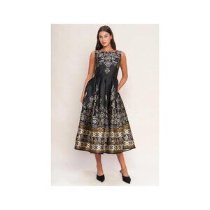 A Printed Woven Midi Dress S-L